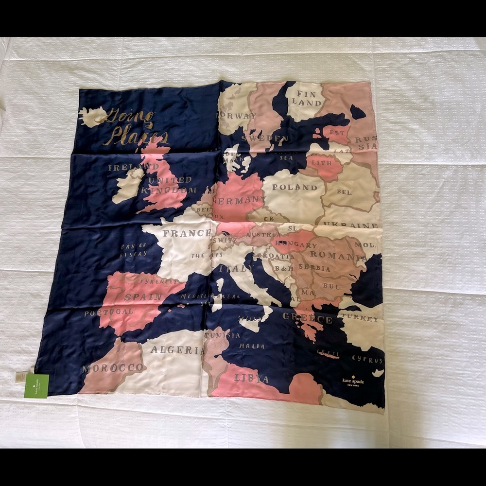 NWT Kate Spade Going Places silk scarf